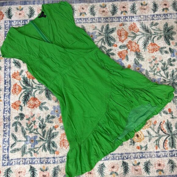 J. Crew Faux-Wrap Mini Dress in Drapey Crepe in Bright Kelly Green 12 - Picture 3 of 10